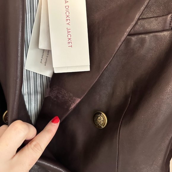 NWT Veronica Beard Gail Dickey Leather Blazer Jacket Notch Lapel Sz 4 in Oxblood - Picture 7 of 13